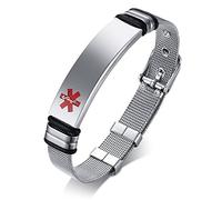 VNOX Acier Inoxydable Personnalisé Gravable Nom Ice Alerte Médicale Identifiant Réglable Bracelet Sos Urgence Personnalisé pour Hommes Femmes