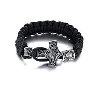 VNOX Acier Inoxydable Viking Bijoux Corde Tressée Bracelet Odin Thor Marteau Mjolnir Bijoux,Longueur 20cm