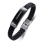 VNOX ADDISON MALADIE Bracelet D'alerte Médicale en Cuir et Acier Inoxydable - Star of Life pour Hommes et Femmes