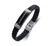 VNOX Blood Thinner Bracelet en Cuir en Acier Inoxydable Bracelet D'alerte Médicale Bracelet en Cuir Médical Star of Life pour Hommes Femmes