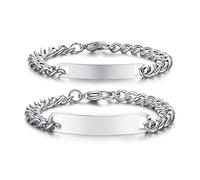 VNOX Bracelet à maillons gravables 10 mm, bijou personnalisé pour amoureux, meilleures amies, frères ou sœurs, acier inoxydable sans nickel