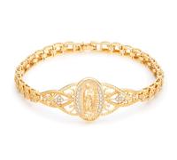 VNOX Bracelet Catholique pour Femme - Plaqué or 14K, Bracelets Chrétiens pour Femme Vierge Marie, Cadeaux Catholiques pour Filles, Cadeau de Baptême Religieux pour Elle 17 cm/18 cm/19 cm