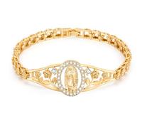 VNOX Bracelet Catholique pour Femme - Plaqué or 14K, Bracelets Chrétiens pour Femme Vierge Marie, Cadeaux Catholiques pour Filles, Cadeau de Baptême Religieux pour Elle 17 cm/18 cm/19 cm