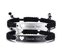 VNOX Bracelet Couple Infinity Symbole Coeur Acier Inoxydable Tissé à la main Couple Bracelet Yin Yang pour elle et son Partenaire Valentine Cadeau (FBM-3)