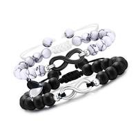 VNOX Bracelet Couple Infinity Symbole Coeur Cadeau Bijoux Acier Inoxydable Tissé à la main Couple Bracelet Yin Yang pour Homme Femme elle et son Partenaire Valentine Cadeaux