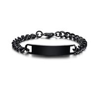 VNOX Bracelet Couple Personnalisé 10mm en Noir - Gravure Personnalisable pour Frères/Sœurs/Famille/Amis | Cadeau BFF ou Famille