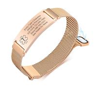 VNOX Bracelet d'Alerte Médicale pour Hommes et Femmes - Personnalisable avec Gravure, Bracelet de Secours Réglable en Maille d'Acier Inoxydable avec Plaquette Médaille Amovible