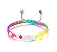 Vnox - Bracelet d'identification médicale en corde tressée réglable personnalisé avec gravure, convient aux adultes et aux enfants, 15-23 cm, One Size, Acier inoxydable