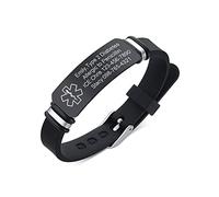 VNOX Bracelet d'urgence Medical Boy Bracelet de montre personnalisé Bracelets d'identification personnalisés avec gravure réglable Bracelet médical en acier inoxydable pour homme