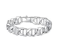 VNOX Bracelet en acier inoxydable de type panzer, couleur argent, avec fermoir à mousqueton - Bijoux en acier inoxydable hypoallergéniques, longueur 21 cm