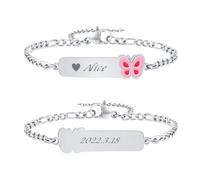 VNOX Bracelet Enfant Securite Gourmette Personnalisable: Bracelet Identification Enfant Gravure de Prenom Personnalisés Bracelet Bébé Cadeau Bapteme Fille Garcon(S-Papillon)