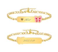 VNOX Bracelet Enfant Securite Gourmette Personnalisable: Bracelet Identification Enfant Gravure de Prenom Personnalisés Bracelet Bébé Cadeau Bapteme Fille Garcon(Papillon)