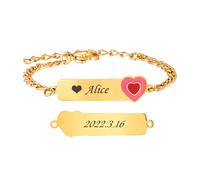 VNOX Bracelet Enfant Securite Gourmette Personnalisable: Bracelet Identification Enfant Gravure de Prenom Personnalisés Bracelet Bébé Cadeau Bapteme Fille Garcon(Cœur)