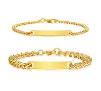 VNOX Bracelet gravable pour relation amoureuse ou lien familial, bijou assorti élégant, longueur 17 cm, acier durable