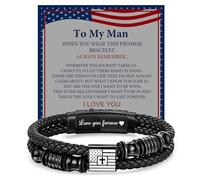 VNOX Bracelet réglable avec croix pour homme - Double rangée en cuir tressé avec verset de la Bible - Drapeau américain - Cadeau religieux pour baptême - Cadeaux de Pâques pour jeunes hommes et