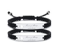 VNOX Bracelets de couple en corde tressée personnalisés Personnaliser le bracelet étoile réglable à distance de relation Gravure Bracelets Frères Sœurs pour couple meilleur ami,2PCS