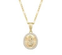 VNOX Collier Sainte Marie pour Femme, Médaille Miraculeuse Vierge Marie, Pendentif Ovale Catholique, Bijoux Chrétiens pour Femme, Cadeau Religieux pour Noël, Anniversaire