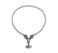 VNOX Collier viking pour homme - Colliers pour homme - Marteau de Thor - Cadeaux viking pour homme - Cadeaux viking pour homme, Acier inoxydable, Pierre de lave