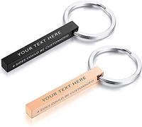 VNOX Couple Personnalisé Personnalisé BFF Frères Sœurs Famille Porte-clés Partner 4 Sides Nom 3D Cuboid Accessoires Verticaux de Trousseau de Barre pour le Bagage/Sac,Gravure Libre