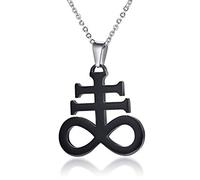 VNOX Église en Acier Inoxydable Bicolore de Satan Satanique Léviathan Pendentif Croix Symbole de Soufre Pour Les Hommes, Bijoux Religieux