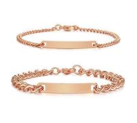 VNOX Ensemble de bracelets gravés pour couple et sœurs, présent romantique Saint-Valentin, duo 7 mm & 4 mm, finition or rose