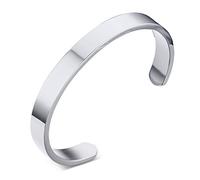 VNOX Gravure Bracelet Personnalisé Acier Inoxydable 3/4/5/8mm Relation Amicale Couple Bracelet d'inspiration Familiale ID Message Bracelet Manchette Bijoux pour Hommes Femmes