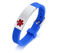 VNOX Personnalisation Acier Inoxydable Bracelet Caoutchouc d'Identification Médicale Alerte Médicale Bracelet Manchette Réglable Silicium Message ID Médical