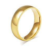 VNOX personnalisé personnalisé 6mm largeur plaqué or en acier inoxydable simple bande anneau de mariage bague pour femmes hommes, gravure gratuite, taille 61.5