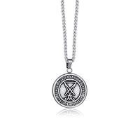 VNOX Rétro Pentagramme en Acier Inoxydable Noir Inversé Sigil de Lucifer Pagan Occulte Sceau de Satan Symbole Satanique Pendentif Collier Bijoux Religieux,Chaîne Libre