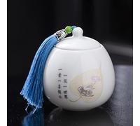 VNsdSD Boîte à thé en céramique blanche, bocaux de stockage de thé de style chinois, boîtes à thé traditionnelles en céramique 270 ml avec couvercle hermétique, B(C)