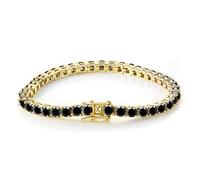VNsdSD Bracelets en or pour femmes de tennis diamant noir Coupe ronde D Couleur VVS1 Clarté argent 925(Gold,8.5 in 3mm)
