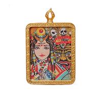 VNsdSD Collier pendentif Bouddha Thangka bouddhiste, long collier de prière, chaîne en corde tressée faite à la main