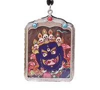 VNsdSD Collier pendentif Bouddha Thangka bouddhiste, long collier de prière, chaîne en corde tressée faite à la main