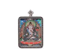 VNsdSD Collier pendentif Bouddha Thangka bouddhiste, long collier de prière, chaîne en corde tressée faite à la main