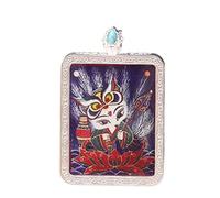 VNsdSD Collier pendentif Bouddha Thangka bouddhiste, long collier de prière, chaîne en corde tressée faite à la main