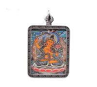 VNsdSD Collier pendentif Bouddha Thangka bouddhiste, long collier de prière, chaîne en corde tressée faite à la main