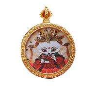VNsdSD Collier pendentif Bouddha Thangka bouddhiste, long collier de prière, chaîne en corde tressée faite à la main