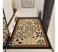 VNsdSD Tapis d'intérieur extérieur d'entrée Facile à Nettoyer, Support en Caoutchouc antidérapant Tapis Carreaux rétro Damier imprimé de Sol(Brown,50 * 80cm)