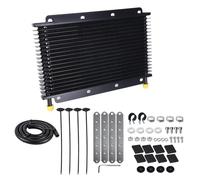 VNSMM Refroidisseur de Transmission Kit de Refroidisseur d'huile de Transmission Universel en Aluminium (19, 25 ou 32 rangées) avec Tube cannelé de 9,6 mm (3/8") et ailettes OSA029(19 Row Black)