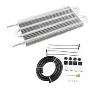 VNSMM Refroidisseur de Transmission Kit Refroidisseur D'huile Universel en Aluminium À 4, 6 Ou 8 Rangées, Radiateur pour Voiture, Transmission Automatique/Manuelle, Convertisseur(4 Row Silver)