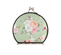 Vnurnrn Belle Fleur Rose Florale Miroirs de Maquillage Compact Rond Miroir,Petit Pliable Miroirs De Poche pour Femmes Filles