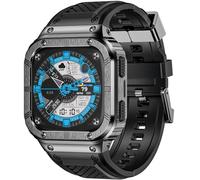 VNUUUXO MioHHR Bo顃ier et bracelet en acier inoxydable compatibles avec Fitbit Versa 4/3/2/Lite/Sense/Sense 2 avec bo顃ier en m閠al, coque de protection robuste en silicone pour homme