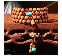 VNVFJKLO Bracelets Chapelet, Bracelet et Collier Authentiques en Vieux Bois de Santal Indien, Perles 108 pièces, Chapelet prière méditation Bouddha(Onecolor)