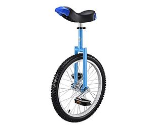 VNVFJKLO monocycle, Monocycle à Roues de 20 Pouces for Adultes - Siège réglable Capacité 150 kg Qualité Performance Cirque Vélo Amusant d'exercice d'équilibre Ultime for(Blue)