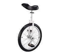 VNVFJKLO monocycle, Vélo Amusant d'exercice d'équilibre de Roue 20 Pouces-siège réglable-capacité 150 kg-Trottinette Fitness for représentation Cirque(White)