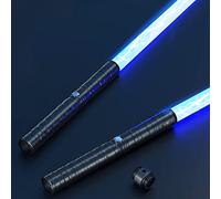 VNVFJKLO Sabres Laser, Poignée en Alliage d'épée à Double Tranchant Rechargeable de Type C 7 Couleurs avec 3 Modes sonores, Cadeau décoration Noël Halloween for la journée des Enfants MAQRT(Black)