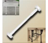 VNVFJKLO Support d'évier, Supports d'évier sous Plan, poteaux de Support Cuisine, Pieds Meuble, en Acier Inoxydable, Tringle à Rideau(White,H 50 80cm (19.7" 31.5"))