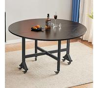 VNVFJKLO Table à Manger Pliante, Table Pliante Ronde de 39,3 Pouces, Table dîner Polyvalente, Salle à Manger Mobile, avec Plateau épais et Cadre en métal Robuste(Svart,120cm/47.2in)