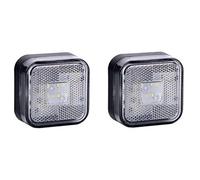 VNVIS 2 x Blanc LED carré Outline avant marqueur Marquage E lumières avec Intégré Réflecteur Camion Remorque camping-car Châssis de camion camping-car caravane