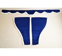 VNVIS Set 3 Rideaux décoratifs en Peluche avec Pompons Blancs pour camions Volvo (Bleu)